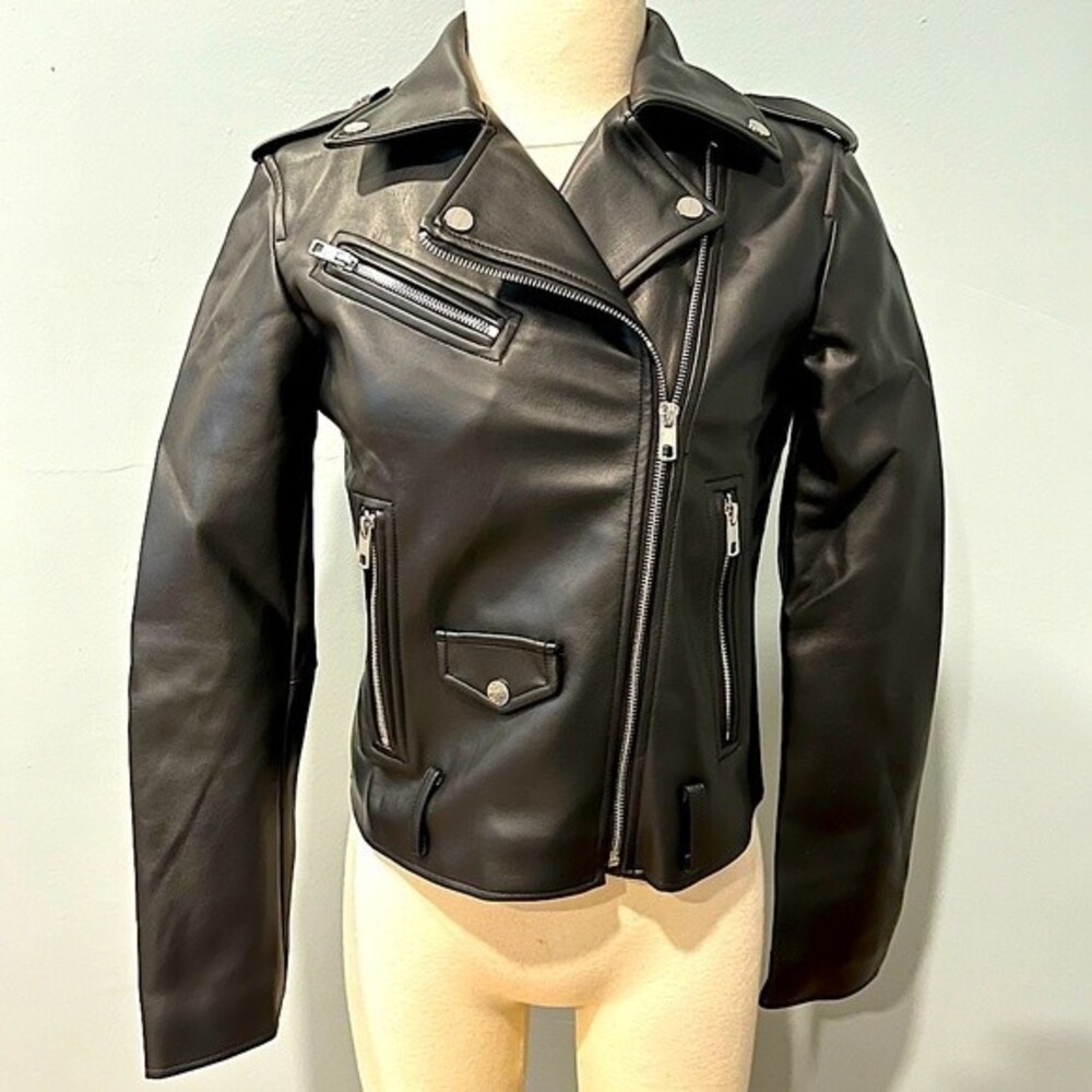 Philosophy Black Faux Leather Moto Jacket Size 2